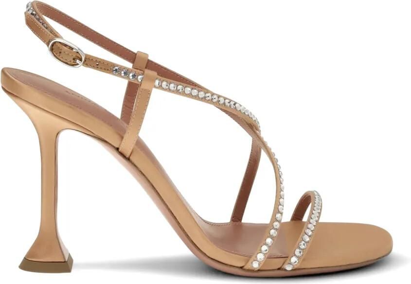Amina Muaddi Sally sandalen verfraaid met kristallen Beige