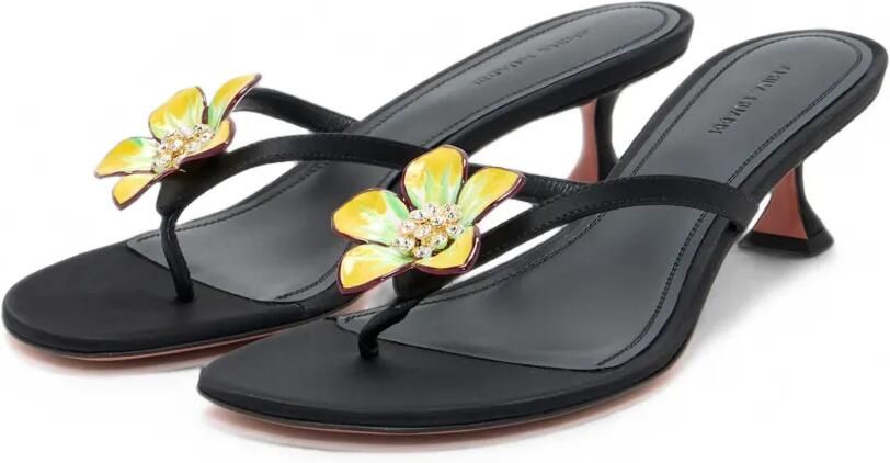 Amina Muaddi Vittoria sandalen verfraaid met bloemen Zwart - Foto 3