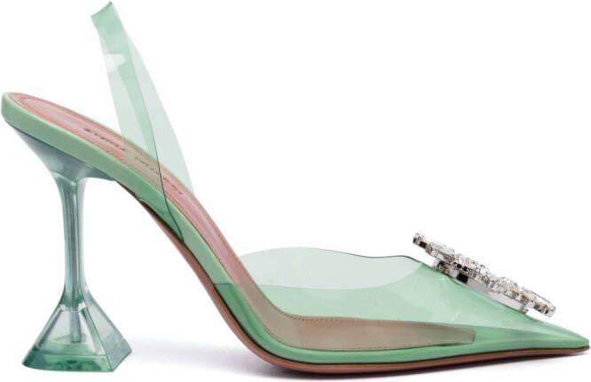 Amina Muaddi Slingback pumps met kristallen Groen