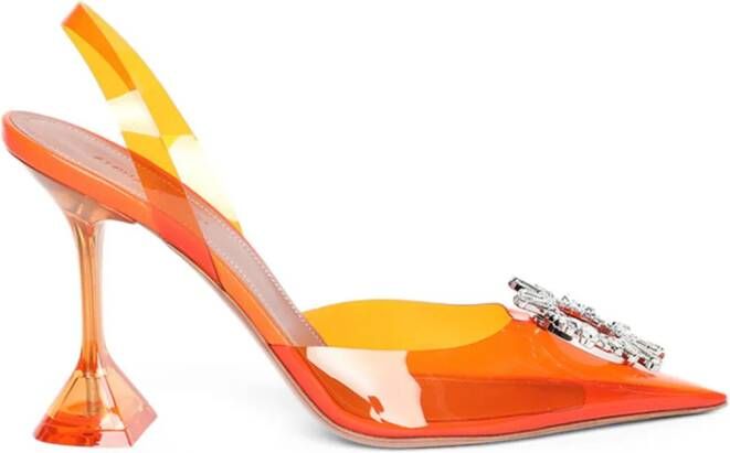 Amina Muaddi Begum Glass Sling 95mm pumps Oranje