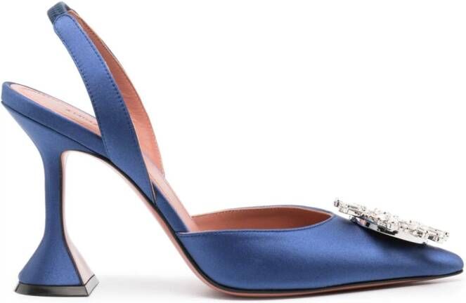 Amina Muaddi Begum satijnen pumps Blauw