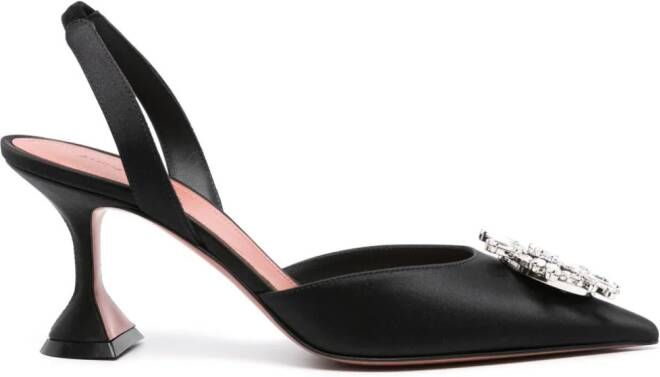 Amina Muaddi Begum slingbacks met kristallen gesp Zwart