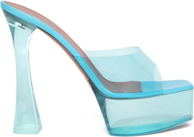 Amina Muaddi Dalida Glass sandalen met plateauzool Blauw