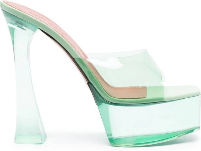 Amina Muaddi 140mm Dalida Glass muiltjes met plateauzool Groen