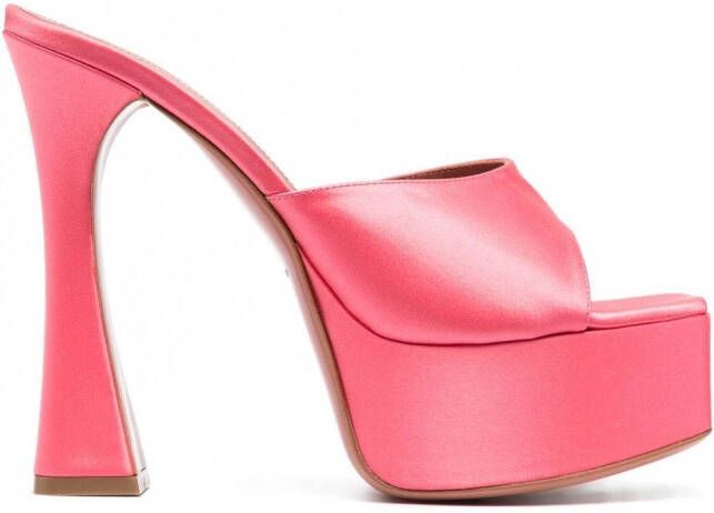 Amina Muaddi 140mm Dalida muiltjes met plateauzool Roze