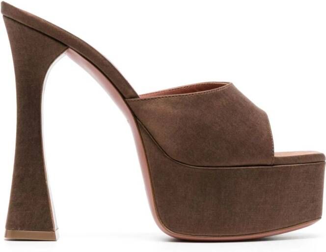 Amina Muaddi 140mm Dalida muiltjes met plateauzool Bruin