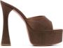 Amina Muaddi 140mm Dalida muiltjes met plateauzool Bruin - Thumbnail 1