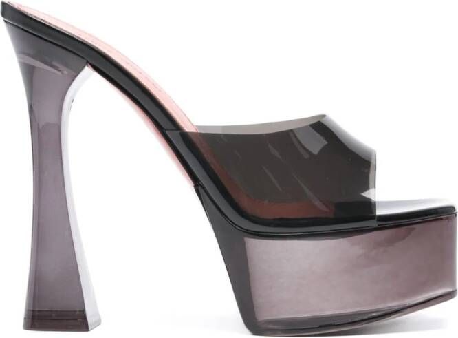 Amina Muaddi 140mm Dalida Glass muiltjes met plateauzool Zwart