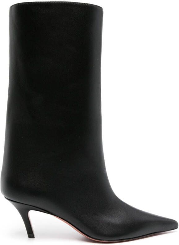 Amina Muaddi Fiona 60 mm leren laarzen Zwart