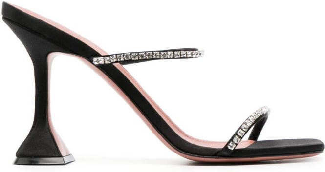 Amina Muaddi 95 mm Gilda sandalen met iriserende glitters Zwart