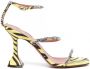 Amina Muaddi Gilda sandalen met zebraprint Geel - Thumbnail 1
