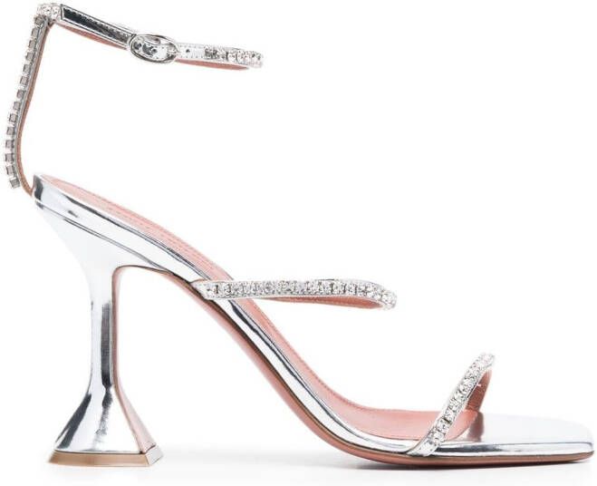 Amina Muaddi 110 mm Gilda sandalen met kristallen Wit
