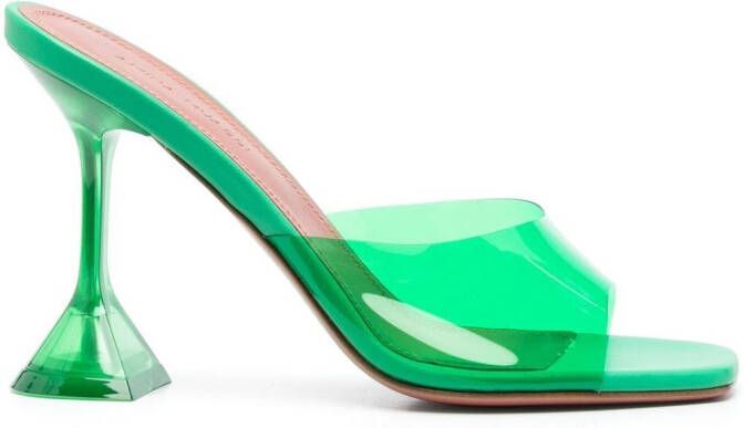Amina Muaddi 95mm Lupita Glass muiltjes Groen
