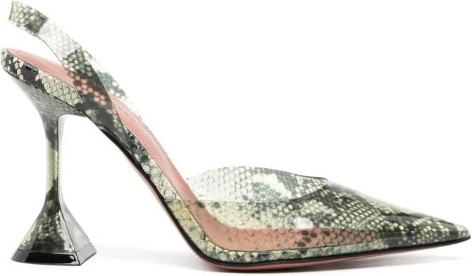 Amina Muaddi Holli Glass 95mm snakeskin-effect pumps Beige