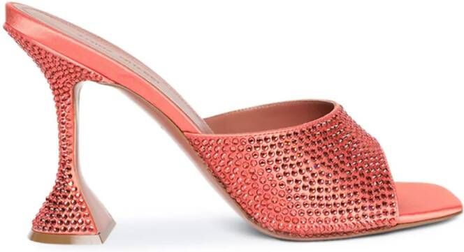 Amina Muaddi Lupita Crystal Slipper 95mm muiltjes Oranje