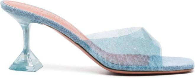 Amina Muaddi Lupita Glass 70mm denim mules Blauw