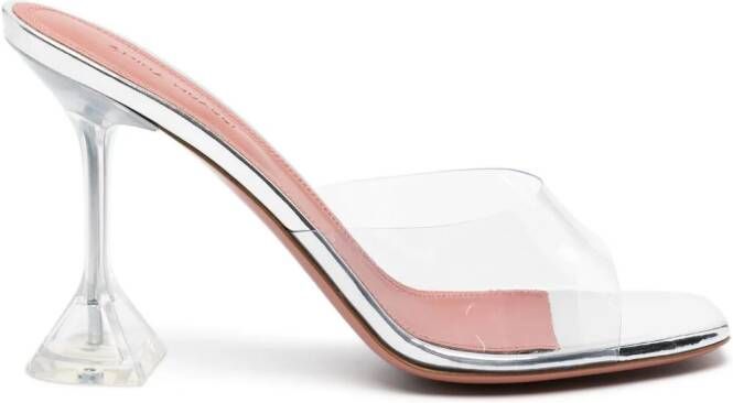 Amina Muaddi Lupita Glass doorzichtige muiltjes Beige