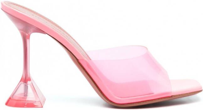 Amina Muaddi Lupita Glass muiltjes Roze
