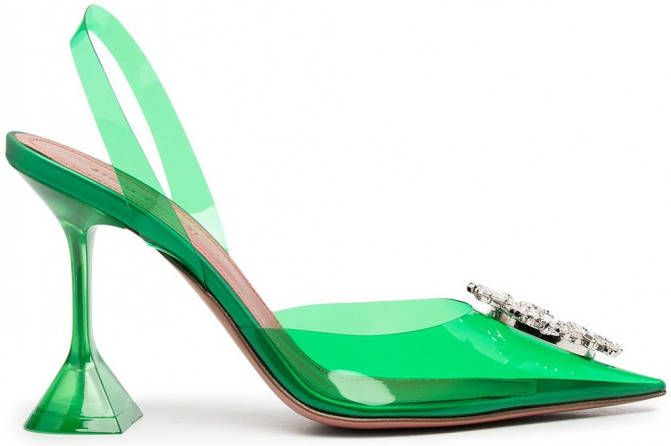 Amina Muaddi Pumps met gesp Groen - Schoenen.nl