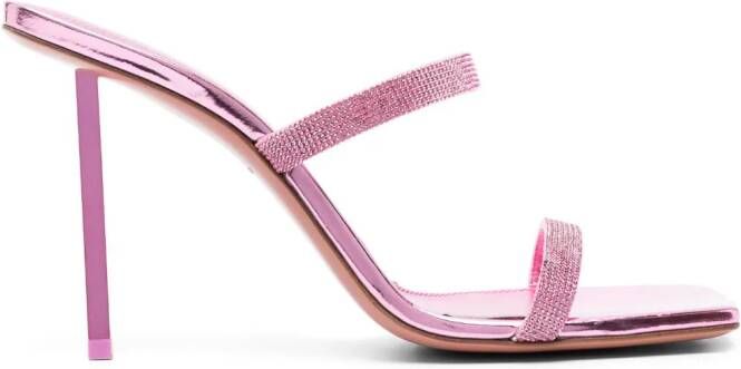 Amina Muaddi Rih muiltjes verfraaid met kristallen Roze