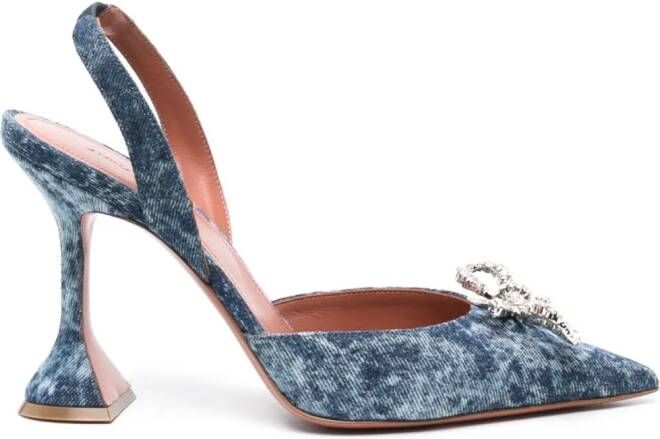Amina Muaddi Rosie Sling denim pumps Blauw