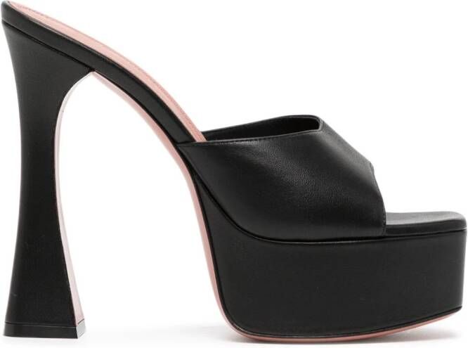 Amina Muaddi 140mm Dalida muiltjes met plateauzool Zwart