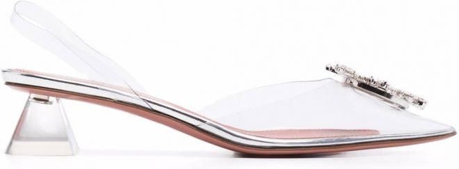 Amina Muaddi Slingback muiltjes met kristallen gesp Beige