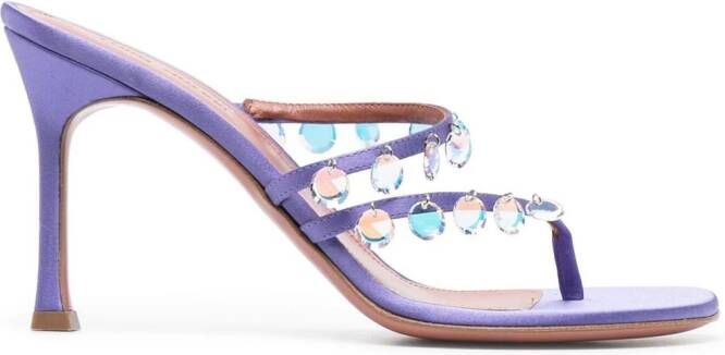 Amina Muaddi Tina sandalen met kristal Paars