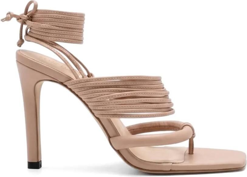 Amir Slama Sandalen met meerdere bandjes en striksluiting Beige