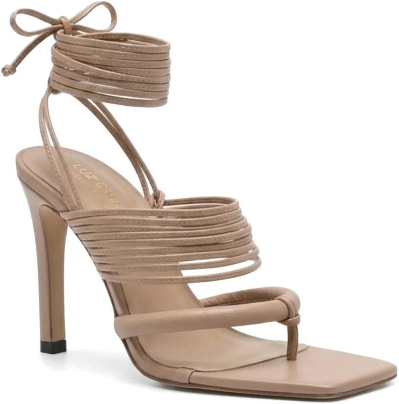 Amir Slama Sandalen met meerdere bandjes en striksluiting Beige - Foto 2