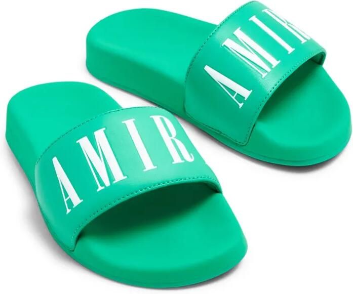 AMIRI KIDS Slippers met logoprint Groen - Foto 2