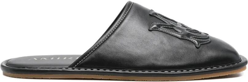 AMIRI Leren slippers met applicatie Zwart
