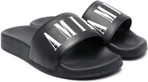 AMIRI KIDS Slippers met logoprint Zwart