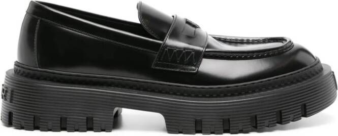 AMIRI logo-plaque leather loafers Zwart
