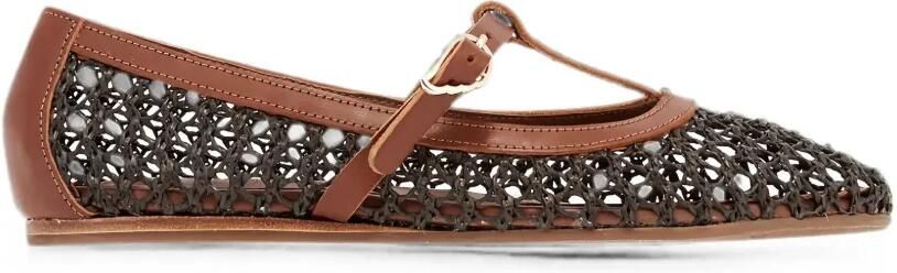 Ancient Greek Sandals Aerati geweven ballerina's met T-band Bruin