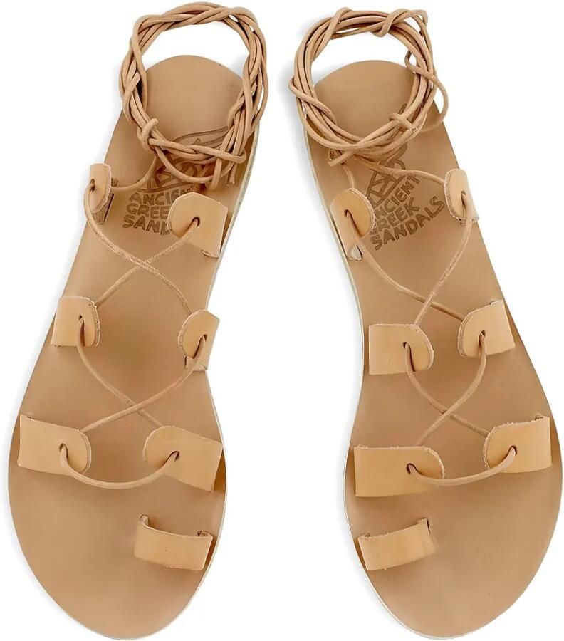 Ancient Greek Sandals Alcyone platte sandalen Beige