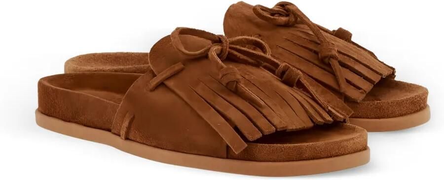 Ancient Greek Sandals Amfiliki sandalen met franje Bruin