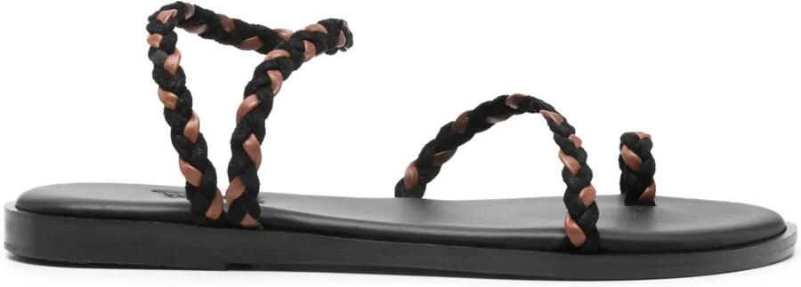 Ancient Greek Sandals Eleftheria gevlochten sandalen Zwart