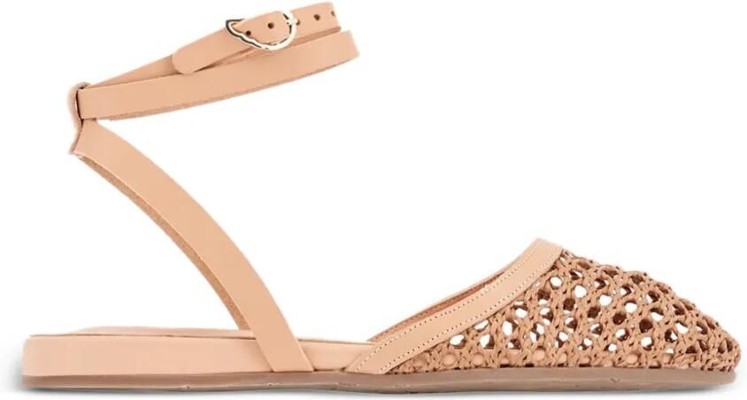 Ancient Greek Sandals Filothea geweven sandalen met enkelbandje Bruin