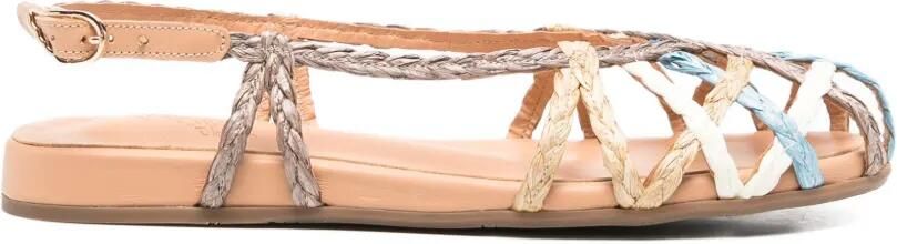 Ancient Greek Sandals Gevlochten raffia sandalen Beige