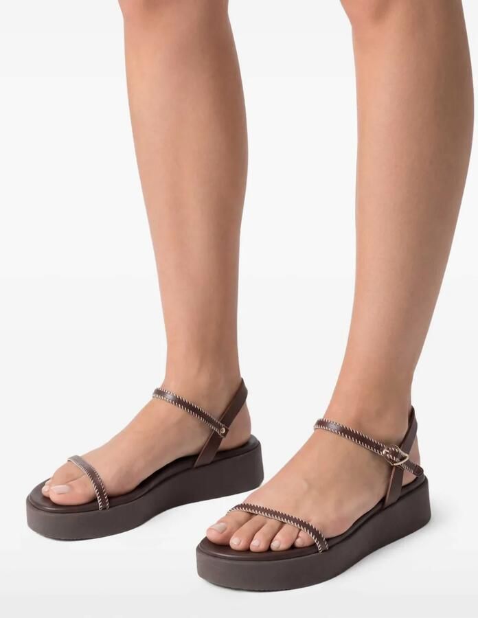 Ancient Greek Sandals Irida sandalen met stikselbandje Bruin - Foto 2