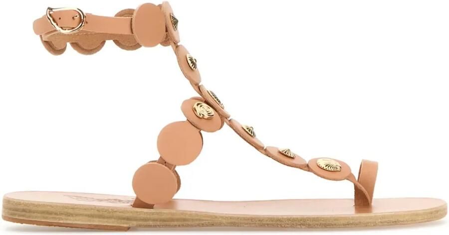Ancient Greek Sandals Madison leren sandalen verfraaid met disc Beige