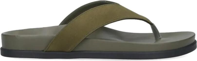 Ancient Greek Sandals Platte leren sandalen Groen