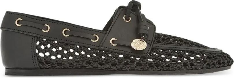 Ancient Greek Sandals Pliaria gehaakte leren loafers Zwart
