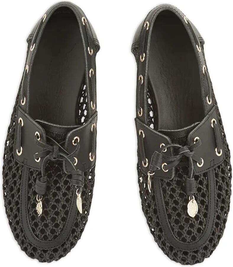 Ancient Greek Sandals Pliaria gehaakte leren loafers Zwart - Foto 2