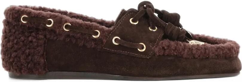 Ancient Greek Sandals Pliaria suède loafers met lammy afwerking Bruin