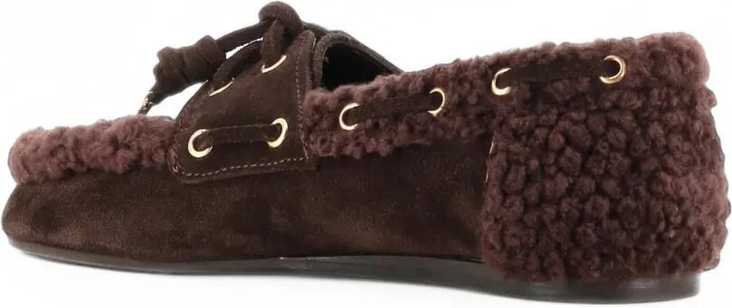Ancient Greek Sandals Pliaria suède loafers met lammy afwerking Bruin - Foto 5