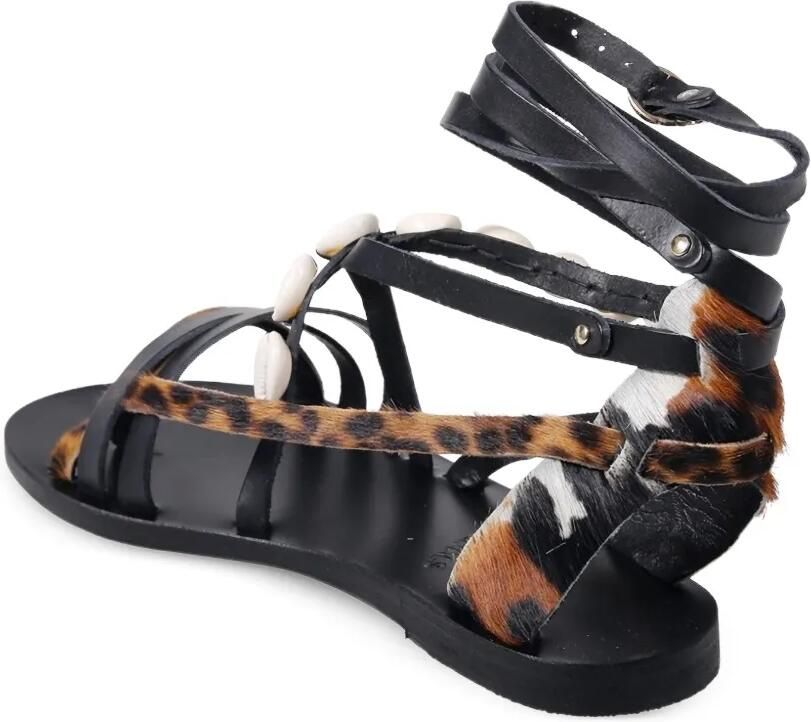 Ancient Greek Sandals Satira sandalen verfraaid met schelpen Zwart - Foto 3
