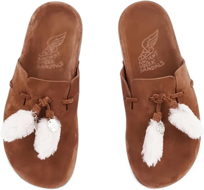 Ancient Greek Sandals sheepskin-trim suede mules Bruin - Foto 3