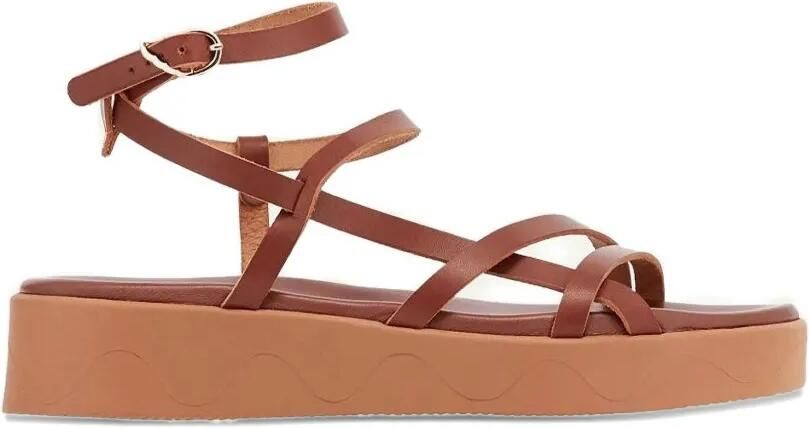 Ancient Greek Sandals Stiliani sandalen met plateauzool Bruin